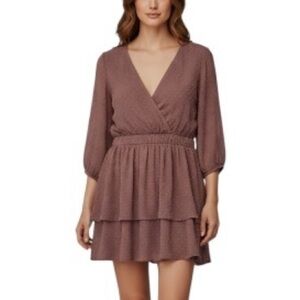 Mimi Chica Smocked Surplice Mini Dress XL Mauve